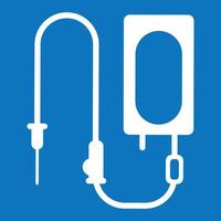 white blood transfusion system icon isolated on blue background vector