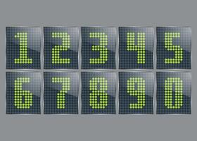 Set of green dot numbers for electronic scoreboard isolated on white background vector