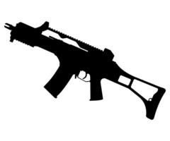 black and white icon of automatic assault rifle on white background vector