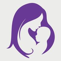 Colored stylized icon of a girl with a baby isolated on a white background vector