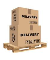 cardboard boxes standing on a pallet isolated on white background vector