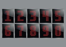 Set of red dot numbers for electronic scoreboard isolated on white background vector