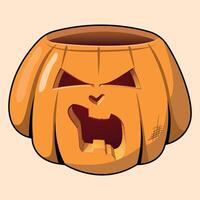 orange evil pumpkin icon with cut out smile for halloween isolated on white background vector