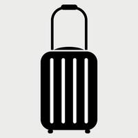 white stylized suitcase icon isolated on black background vector