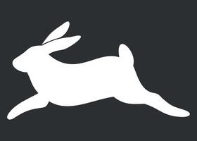 white stylized hare icon isolated on black background vector