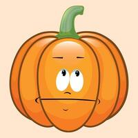 stylized icon of sad halloween pumpkin with face and smile isolated on white background vector