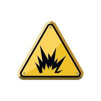 yellow triangle warning sign explosive on white background vector