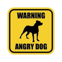 yellow square warning sign warning angry dog on white background vector
