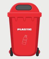 colored red stylized trash container icon isolated on white background vector