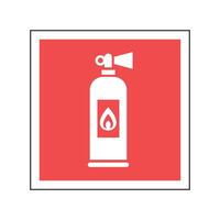 red square warning sign fire extinguisher on white background vector