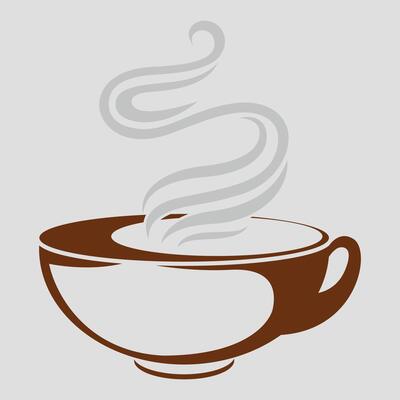 stylized brown coffee and tea cup icon isolated on white background