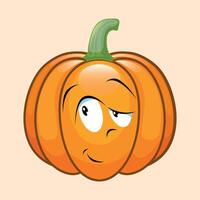 stylized icon of funny halloween pumpkin with face and smile isolated on white background vector