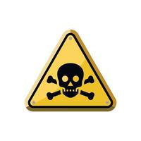 yellow triangle warning sign skull and crossbones vector