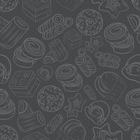stylized gray seamless pattern background of sweets cookies white color vector