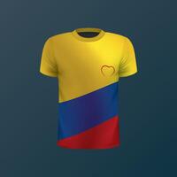 T-shirt with national flag of Colombia isolated on dark background vector