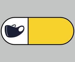rectangular horizontal yellow icon sign with rounded corners caution face mask required on white background vector
