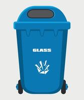 colored blue stylized trash container icon isolated on white background vector