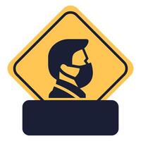 diamond yellow icon sign with rounded corners caution face mask required isolated on white background vector