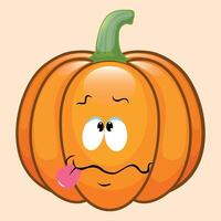 stylized icon of funny halloween pumpkin with face and smile on white background vector