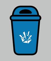 stylized blue trash container isolated on white background vector