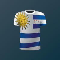T-shirt with national flag of Uruguay isolated on dark background vector