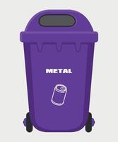 colored lilac stylized trash container icon isolated on white background vector