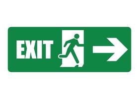 green rectangular warning sign emergency exit on white background vector