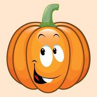 stylized halloween pumpkin icon with face and smile isolated on white background vector