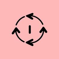 Time Cycle Icon. Circular Arrow and Clock Symbol vector
