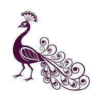 Peacock silhouette in bohemian boho nature illustration vector