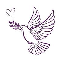 Dove peace Symbol hope and striving for harmony White dove holding an olive vector