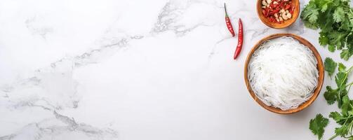Fresh Ingredients for Vegan Thai Curry with Noodles photo