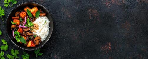 Vegan Larb Bowl with Tofu and Mushrooms photo