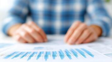 Businessperson Analyzing Reports and Financial Charts with Focused Intent on Data and Analytics Process photo