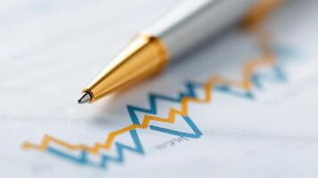 Elegant Pen Over Financial Graph with Rising Trends and Analysis for Business and Investment Purposes photo