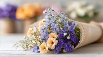 Beautiful Bouquet of Colorful Flowers in Soft Focus Background Perfect for Floral Arrangement Inspiration photo