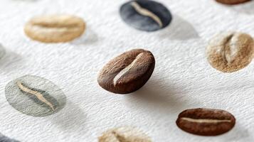 Coffee Bean on Watercolor Background with Artistic Coffee Pattern and Neutral Tones for Marketing Use photo