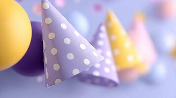 Colorful Party Hats and Balloons on Soft Background for Celebrations and Special Occasions photo