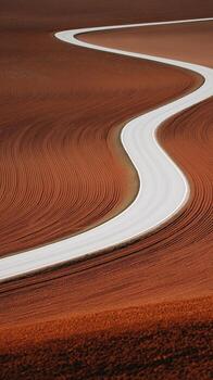 Winding Road Cutting Through Symmetrical Farmland in Rich Earth Tones and Textured Patterns photo
