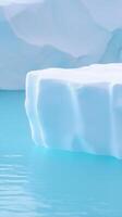 Dreamy Futuristic Landscape with Glowing Ice Towers in a Serene Snowy Environment photo