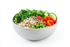 Colorful Vegan Meal Bowl Featuring Fresh Vegetables and Plant-Based Ingredients in a Stylish Presentation photo