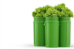 Green Compost Bins Filled with Fresh Organic Waste for Eco-Friendly Home Composting Solutions photo