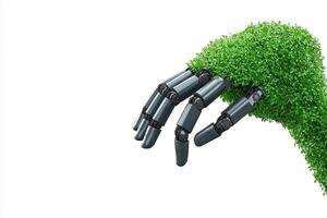 Advanced Robotics Mechanical Arm Assembling Microchips with Unique Green Texture Background photo