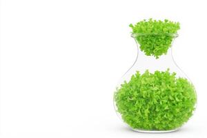 Fresh Green Salad Ingredients in a Clear Glass Jar with Olive Oil for a Healthy Diet and Clean Eating photo