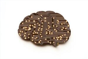 AI Technology Concept with Glowing Brain Chip and Digital Connection Circuitry Design for Future Innovations photo