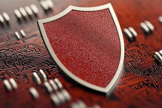 Secure Online Payment Shield Icon Representing Credit Card Transactions with Modern Technology Elements photo