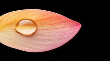 Close-Up of a Raindrop Forming on a Colorful Flower Petal with Soft Lighting photo