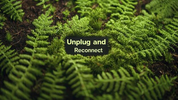 Creative Typography Design Featuring the Phrase Unplug and Reconnect with Nature photo