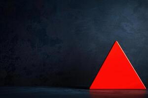 Red Warning Triangle on Dark Background Representing Cybersecurity Alert and Caution Sign in Digital Space photo