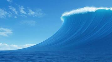 Majestic Blue Ocean Wave Towering Against Clear Sky in Tropical Paradise Setting photo